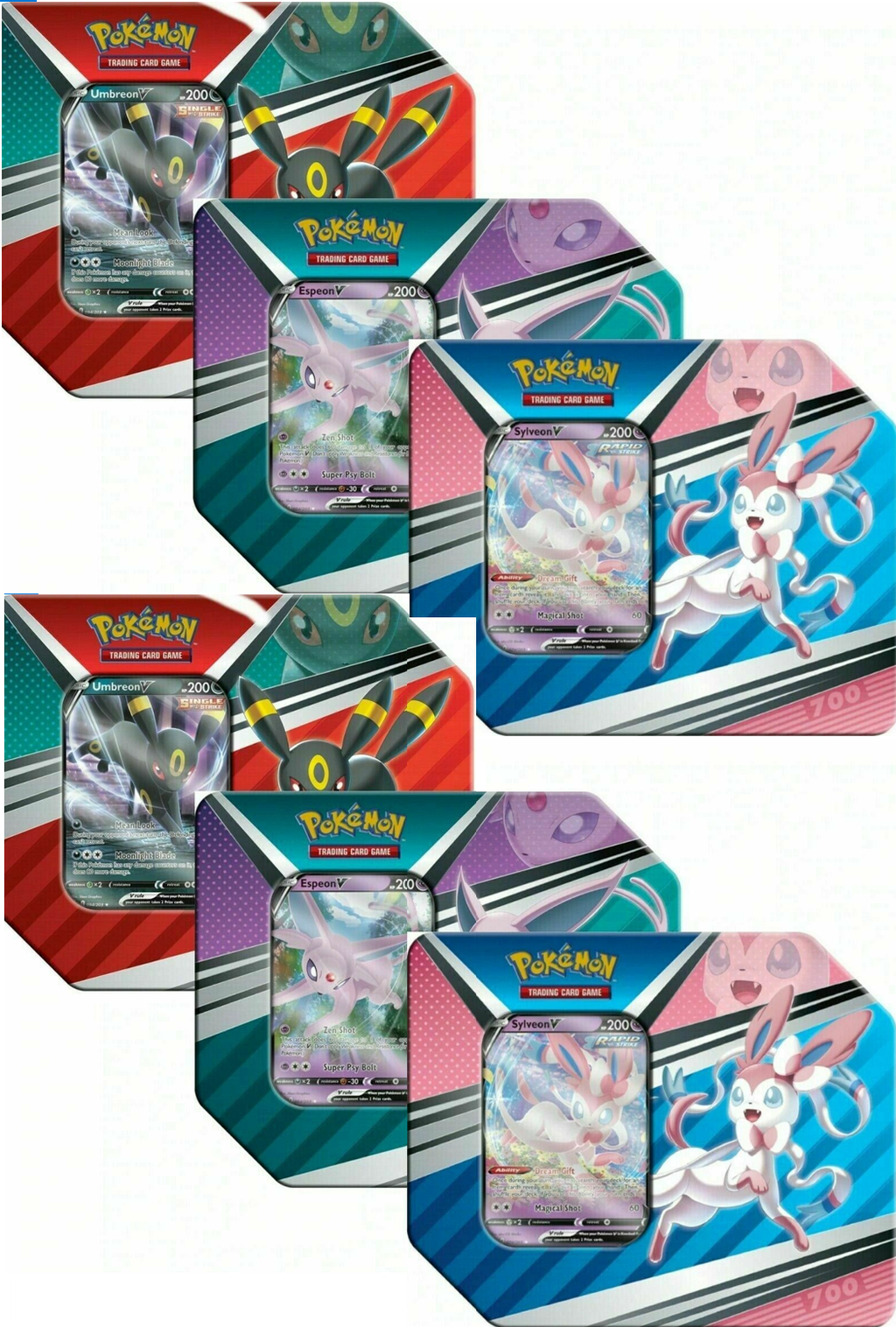 Pokémon V Heroes Tins (Set of 3 or 6 - Umbreon, Sylveon, Espeon) - In Stock