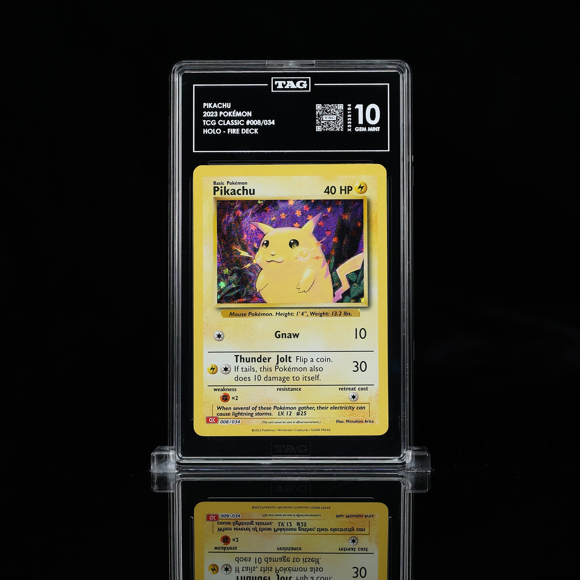 PIKACHU 2023 POKÉMON TCG CLASSIC #008/034 FIRE DECK HOLO TAG Gem Mint 10