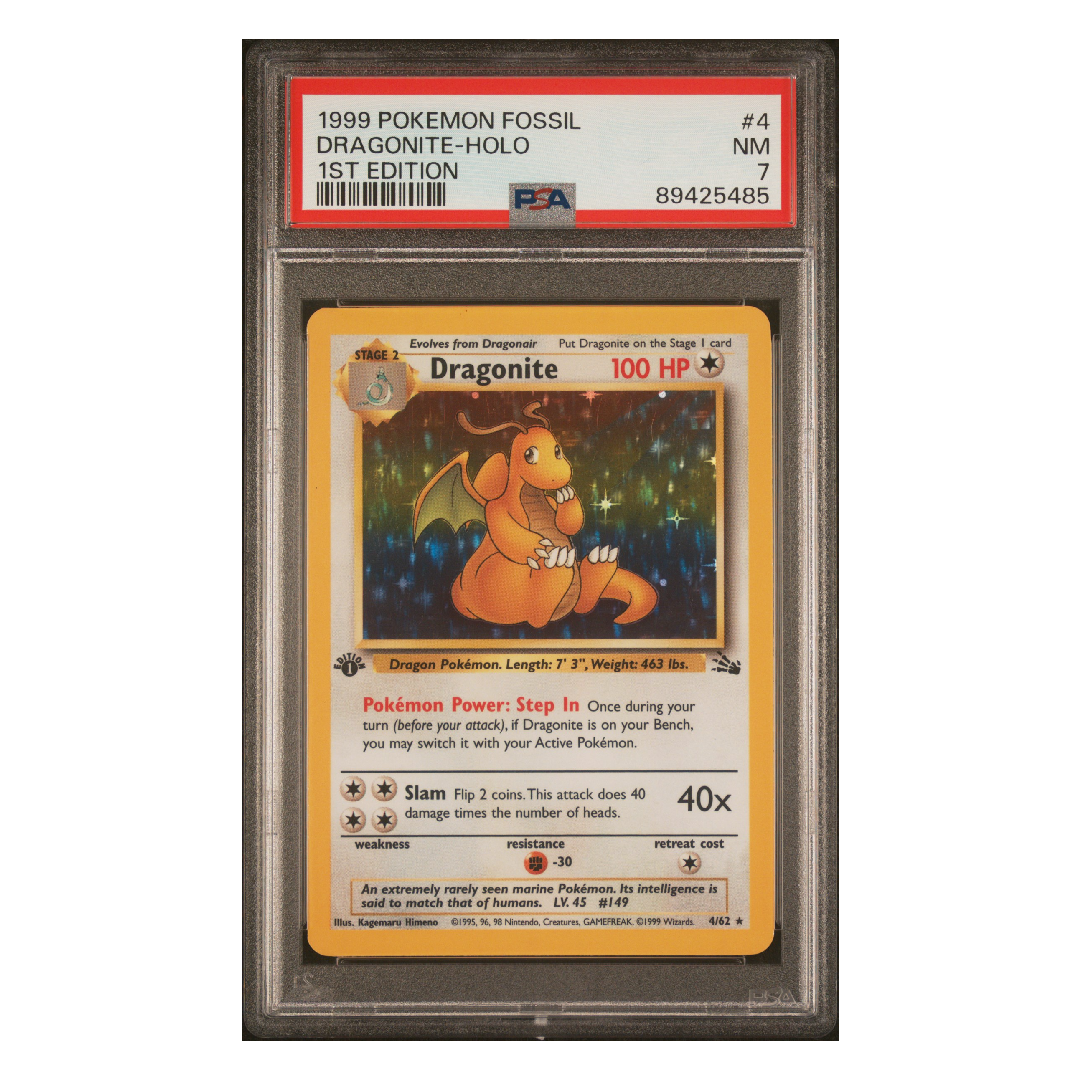 Dragonite Holo Fossil 1st Edition #4 PSA 7