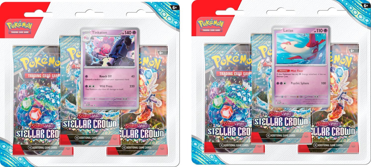 Pokemon Scarlet and Violet SV7 Stellar Crown 3-Pack Blister
