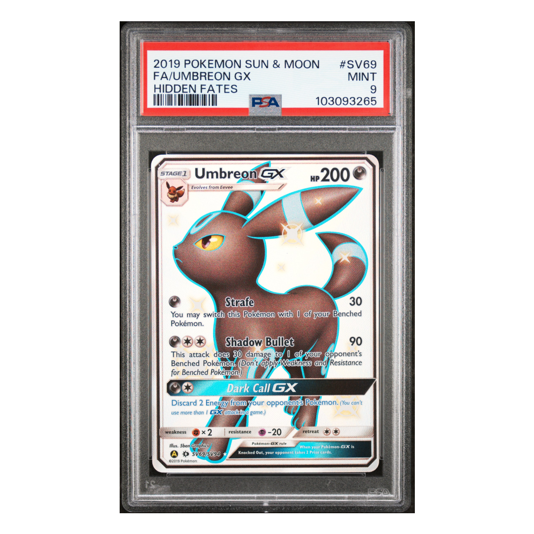 Umbreon GX Full Art Shiny Hidden Fates #SV69 PSA 9